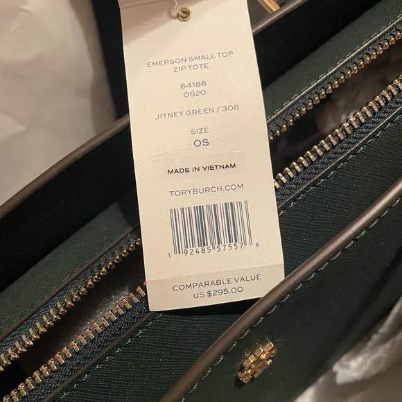 Tory Burch - emerson small top zip tote - jitney green - Picture 6 of 7